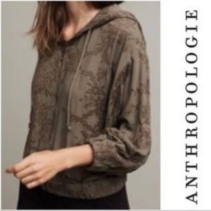 Anthropologie Saturday Sunday Embroidered Zip Up Hoodie